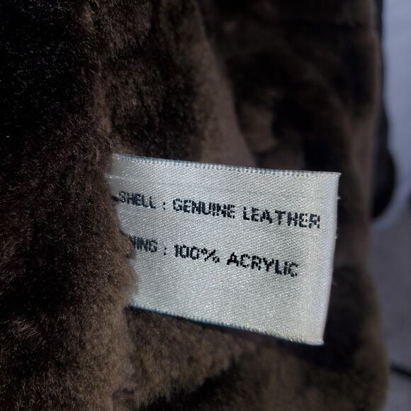 Vtg Nexus Dark Brown Leather Fur Lined Bomber Aviator Jacket Coat Buckles Men 3X - Picture 16 of 16